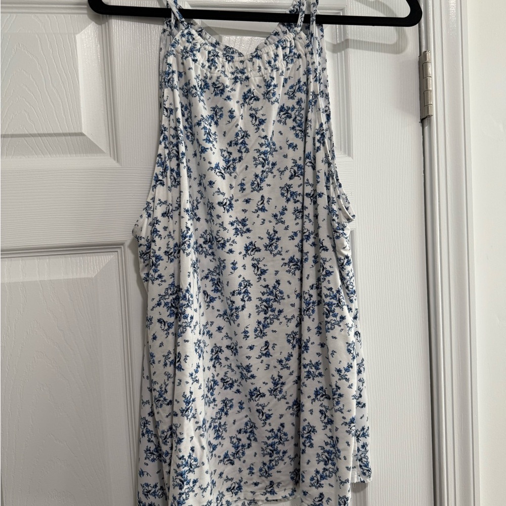 41 Hawthorn Blue and White Floral Tank Top